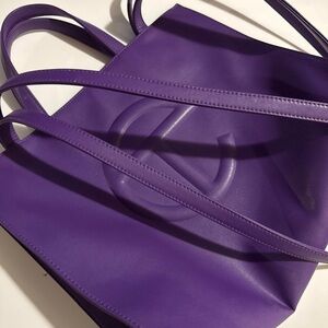 Telfar Purple Leather Tote Bag - Large